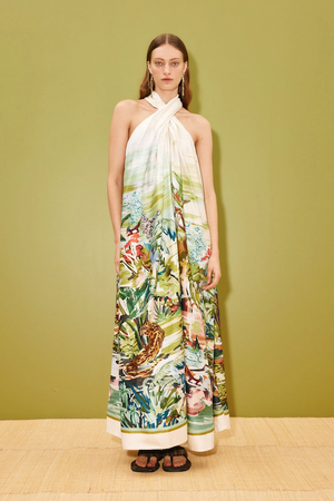 JUNGLE BOOGIE SILK HALTER DRESS