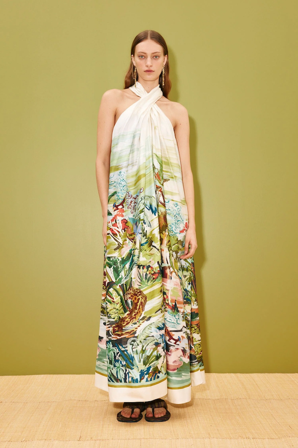 JUNGLE BOOGIE SILK HALTER DRESS