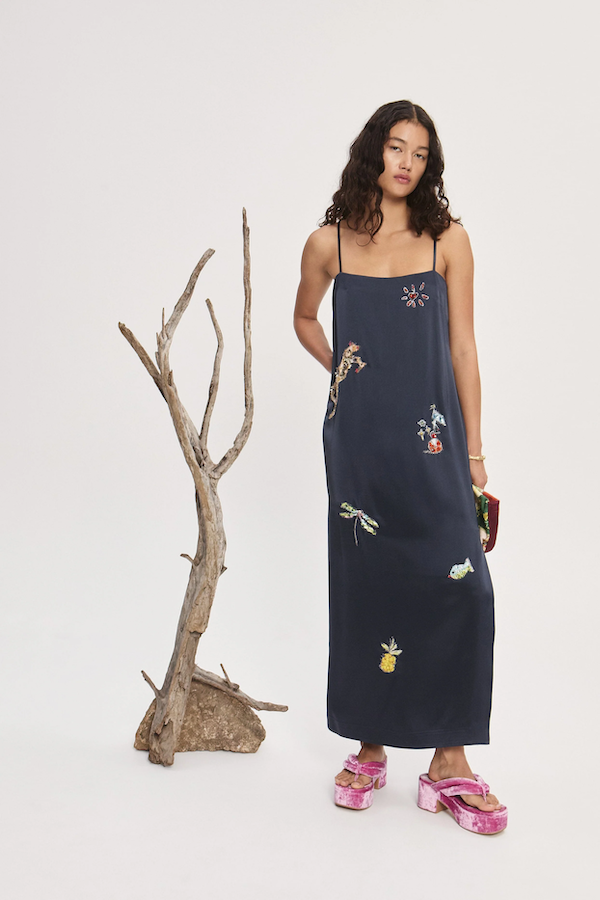 FONTAINE SLIP MIDI DRESS