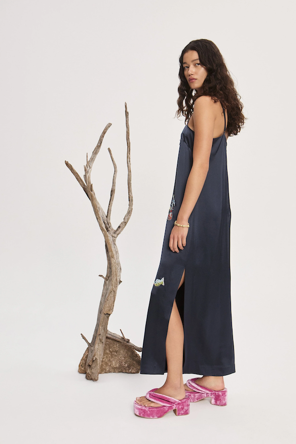 FONTAINE SLIP MIDI DRESS