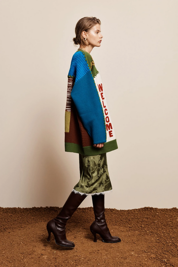 LASSO PATCHWORK KNIT CARDIGAN