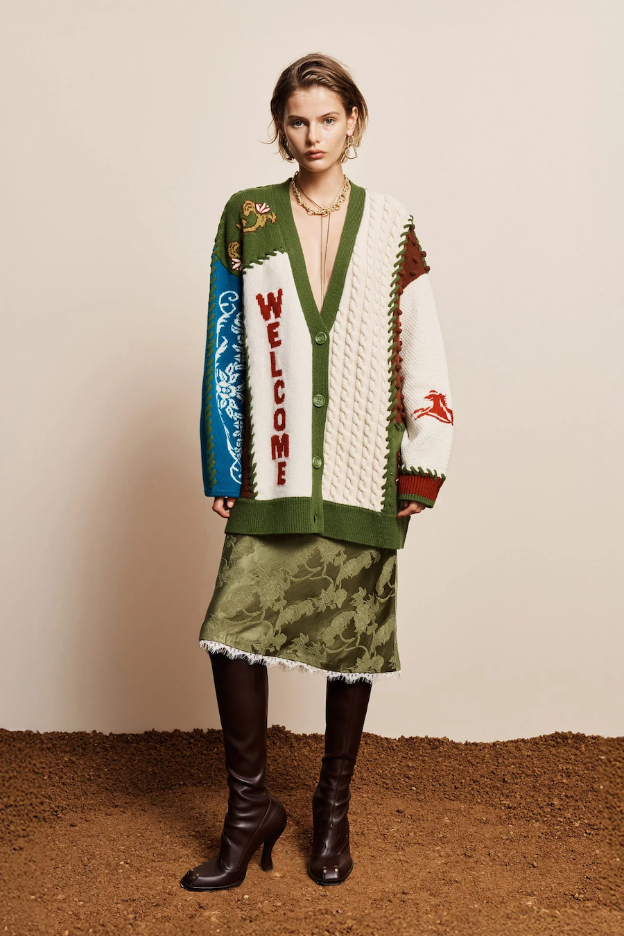 LASSO PATCHWORK KNIT CARDIGAN
