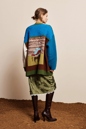 LASSO PATCHWORK KNIT CARDIGAN