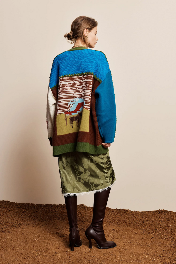LASSO PATCHWORK KNIT CARDIGAN
