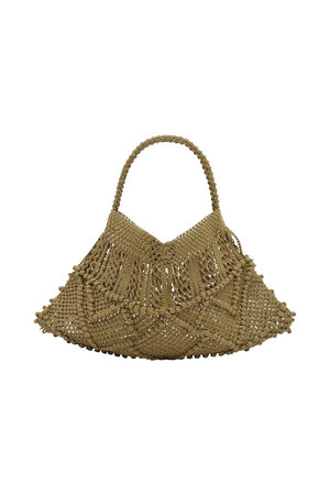 LEATHER MACRAME MAXI CRESCENT TOTE