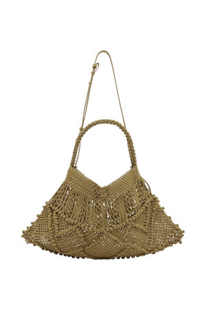 LEATHER MACRAME MAXI CRESCENT TOTE