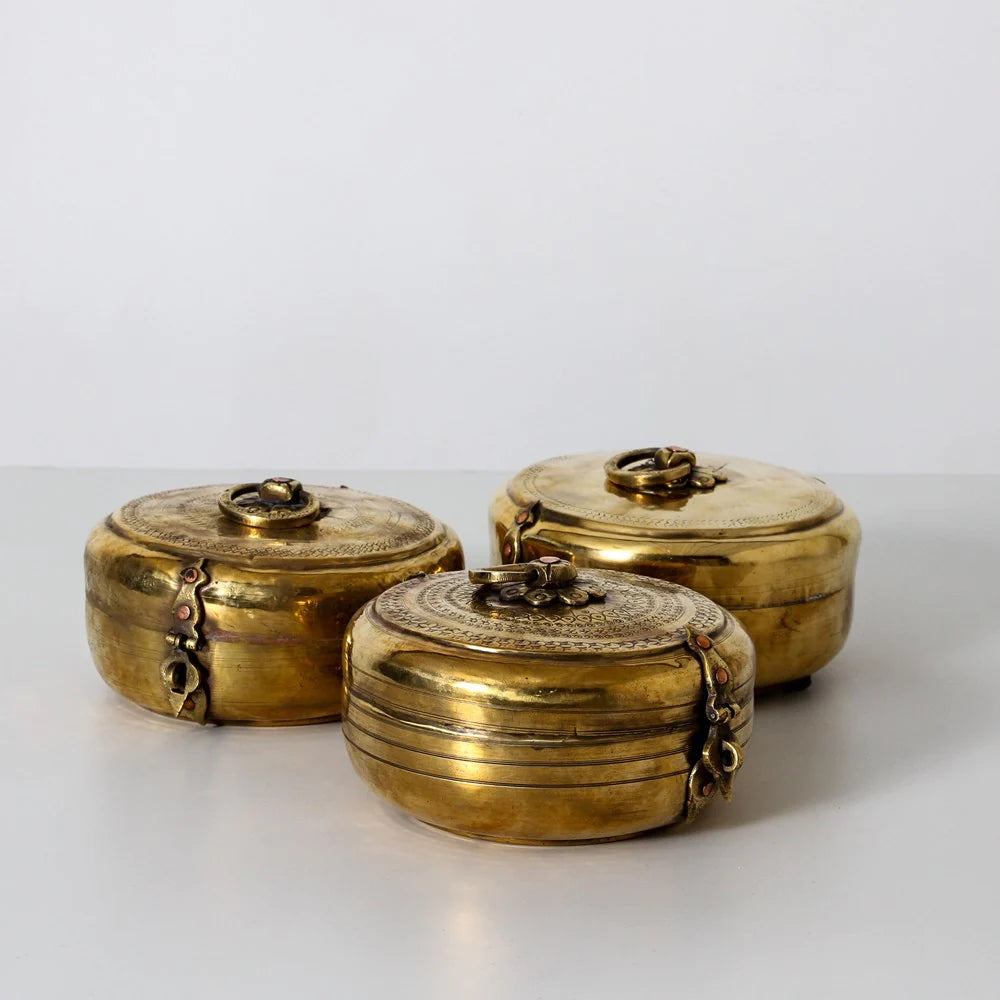 INDIAN BRASS CHAPATI BOX