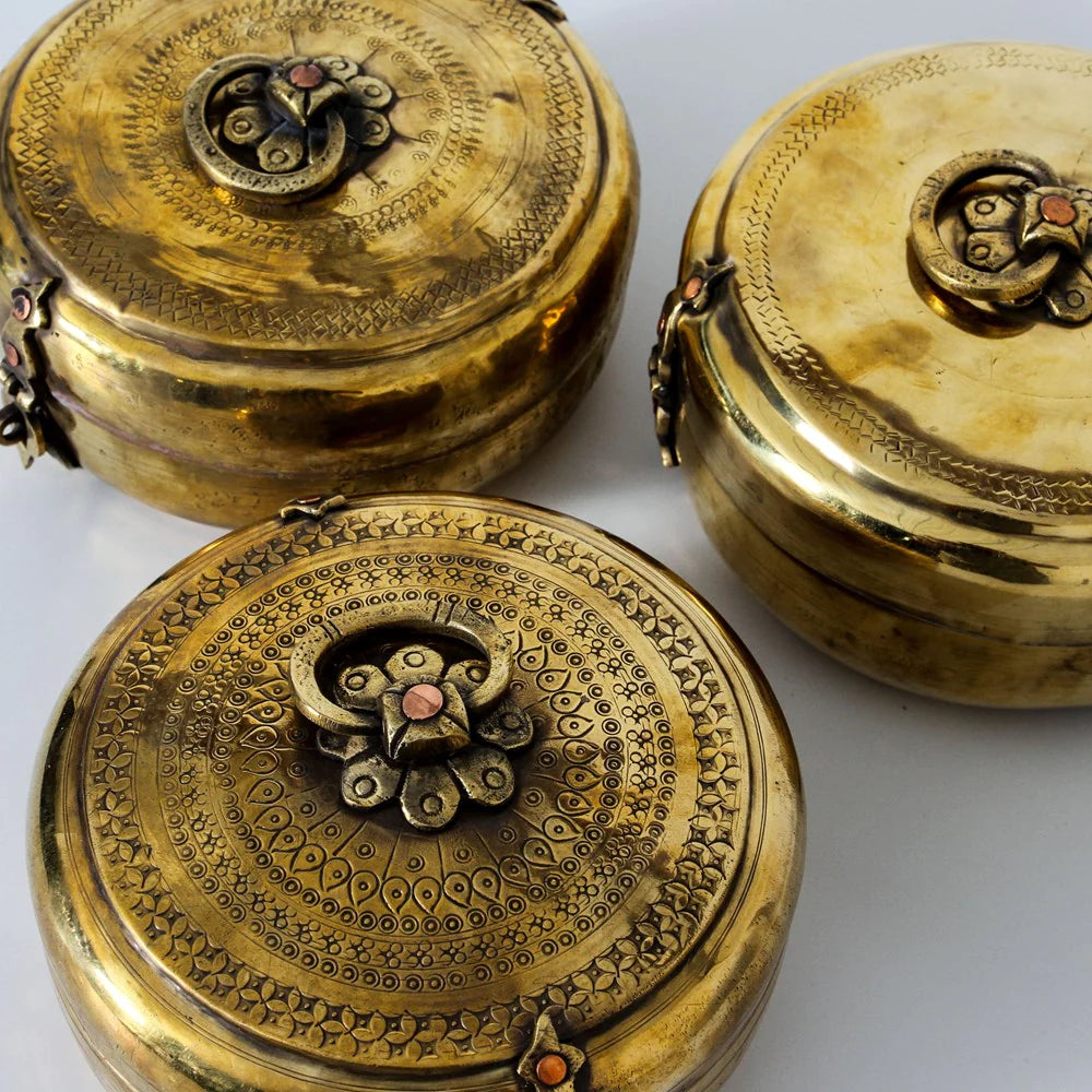 INDIAN BRASS CHAPATI BOX