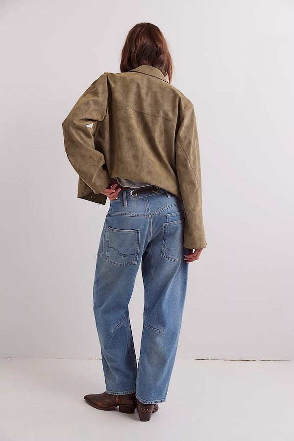 MOXIE PULL-ON BARREL JEANS - TRUEST BLUE