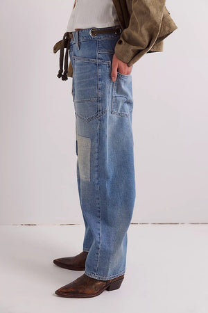 MOXIE PULL-ON BARREL JEANS - TRUEST BLUE