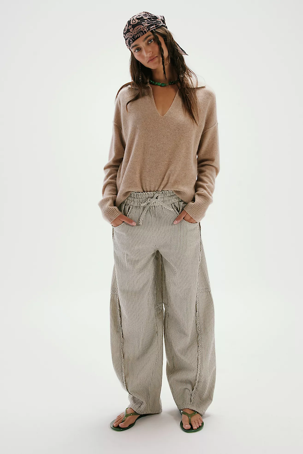 SOMETHING GOOD PULLON BARREL PANTS - IVORY COMBO
