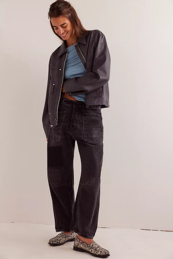 MOXIE PULL-ON BARREL JEANS - NIGHT HAWK
