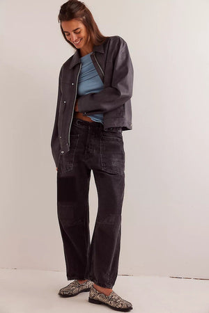 MOXIE PULL-ON BARREL JEANS - NIGHT HAWK