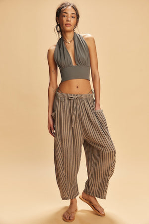 STRIPED QUINN PANT - CHARCOAL