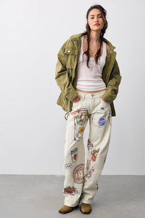 FABLE LOW RISE PRINTED JEAN - TOFU COMBO