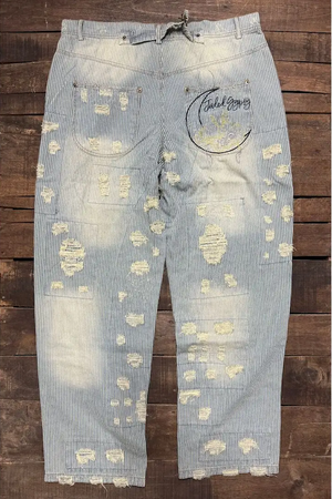 PEACE AND LOVE JEANS - BLUE RAILROAD STRIPE