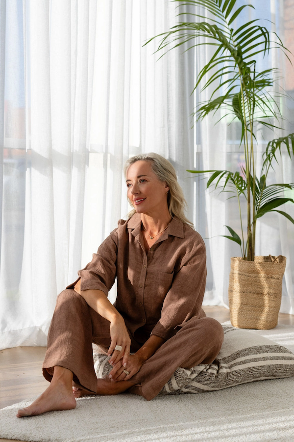 FUNDAMENTAL WIDE LEG LINEN PANT - CLAY