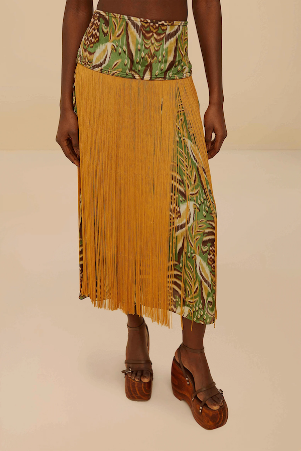 FRINGE MIDI SKIRT