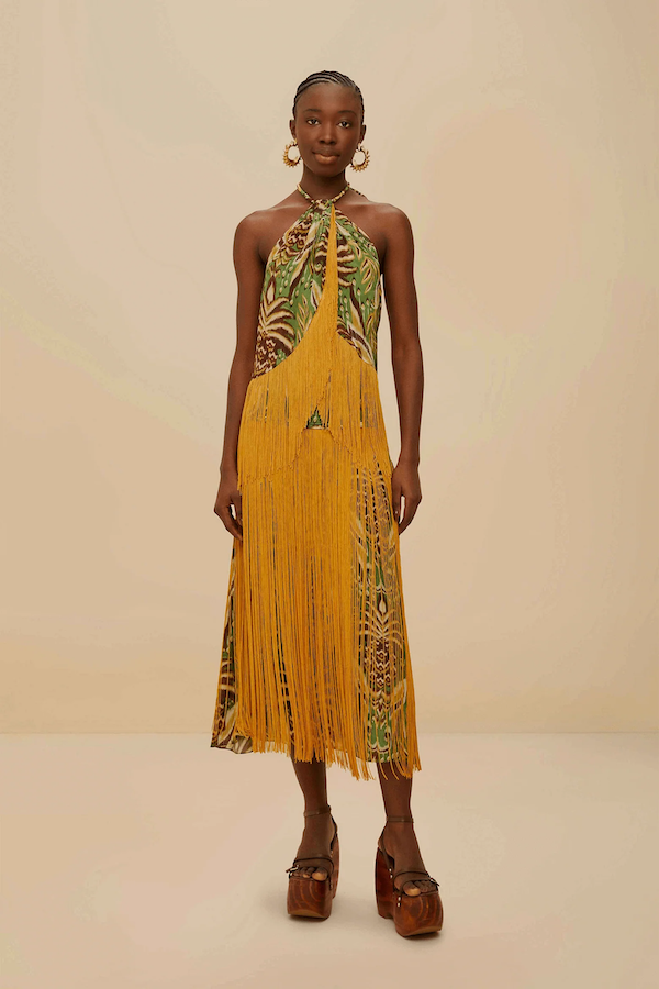 FRINGE MIDI SKIRT
