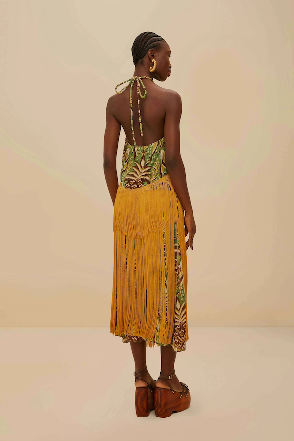 FRINGE MIDI SKIRT