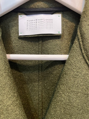 DROPPED SHOULDER DB COAT PRESSED WOOL - MOSS GREEN