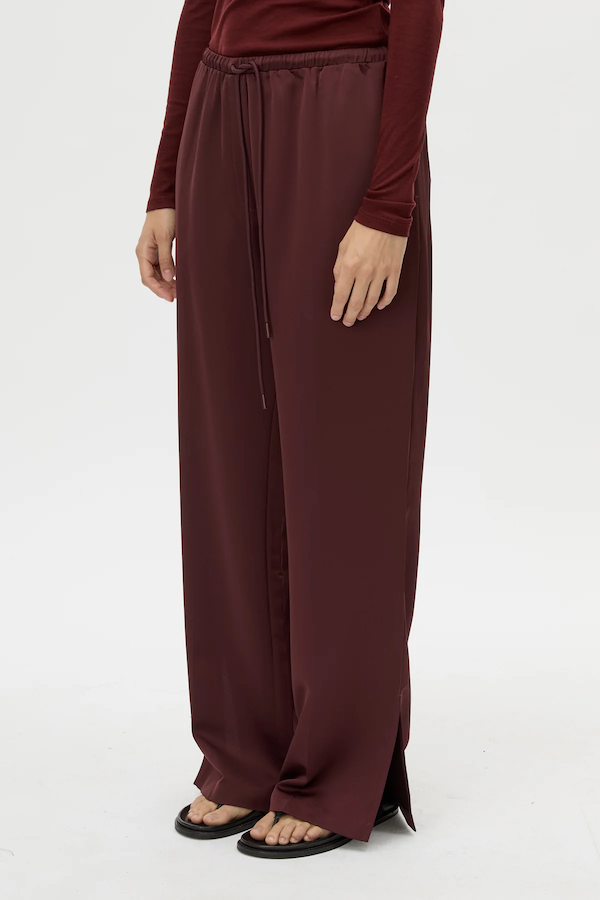 GROUND SATIN PANT - BURGUNDY