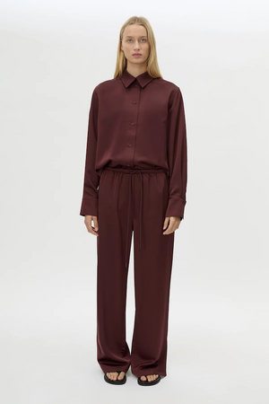 GROUND SATIN PANT - BURGUNDY