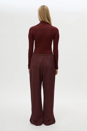 GROUND SATIN PANT - BURGUNDY