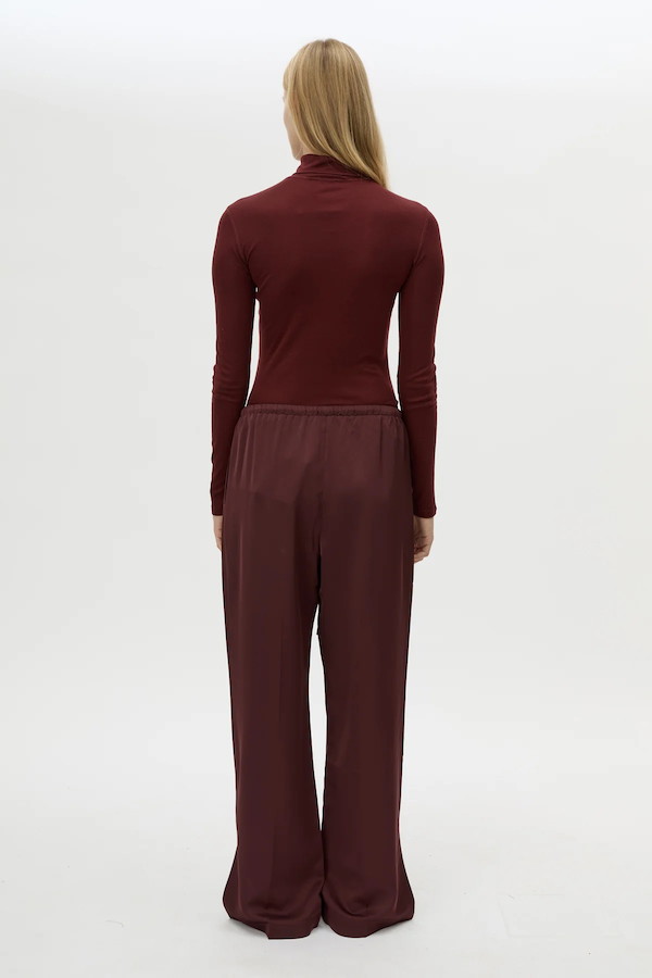 GROUND SATIN PANT - BURGUNDY