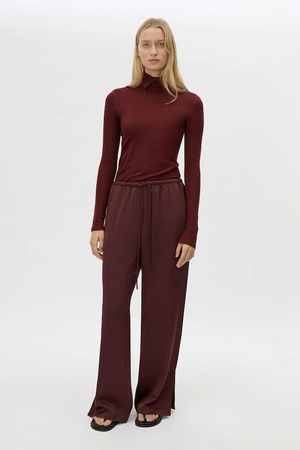 GROUND SATIN PANT - BURGUNDY