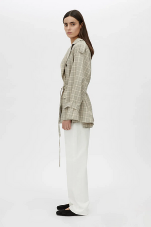 KINETIC TATTERSAL TRENCH - TAUPE CHECK