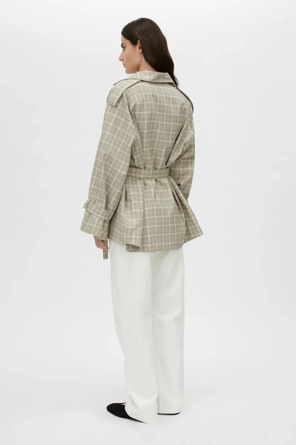 KINETIC TATTERSAL TRENCH - TAUPE CHECK