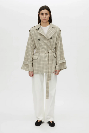 KINETIC TATTERSAL TRENCH - TAUPE CHECK