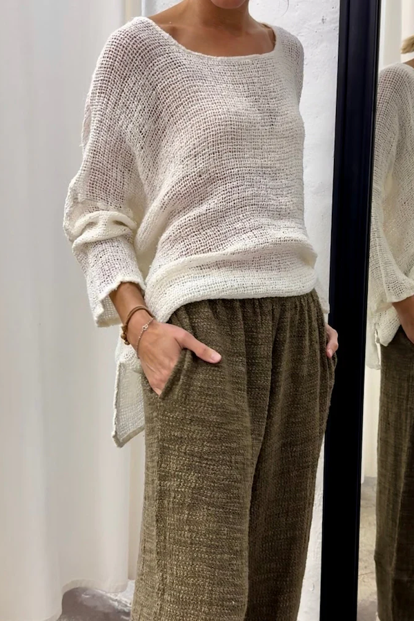 MAGLIA FOGLIA - LATTE