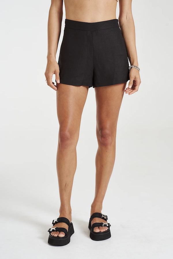 LINEN SHORTS - MIDNIGHT BLACK