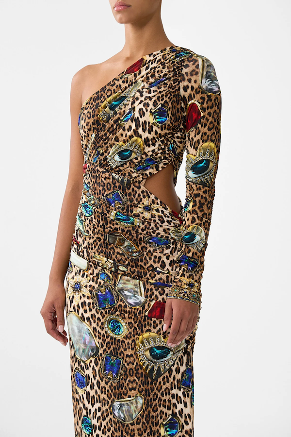 ONE SHOULDER JERSEY CUT OUT DRESS - NAZAR NIRVANA