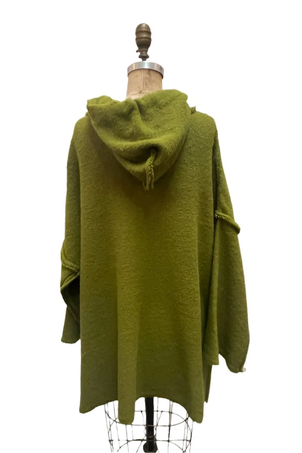 AMANO COLAB ALPACA HOODIE WITH DRAWSTRING - MOSS