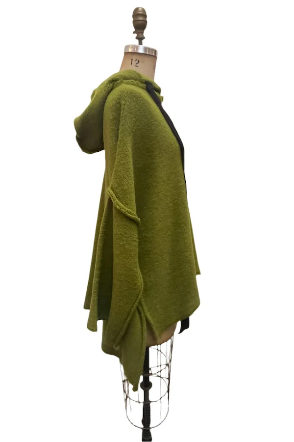 AMANO COLAB ALPACA HOODIE WITH DRAWSTRING - MOSS
