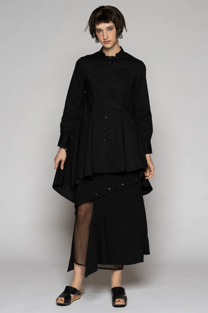 OVERTONE LONG SHIRT - BLACK