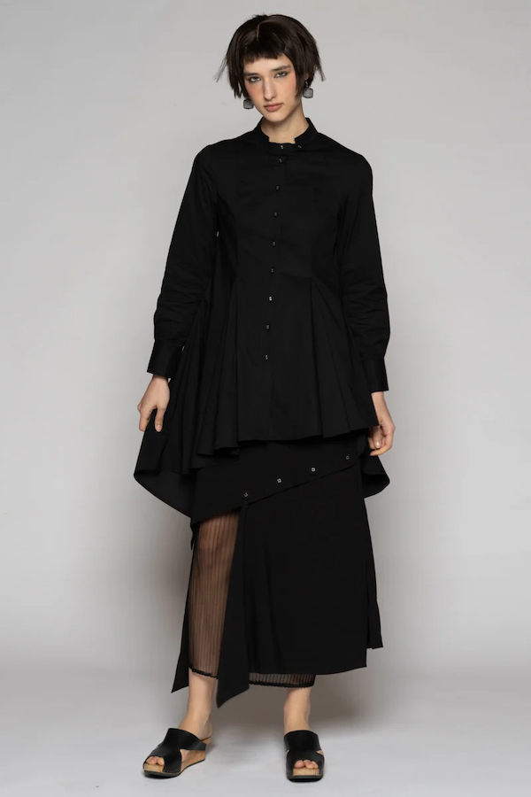OVERTONE LONG SHIRT - BLACK