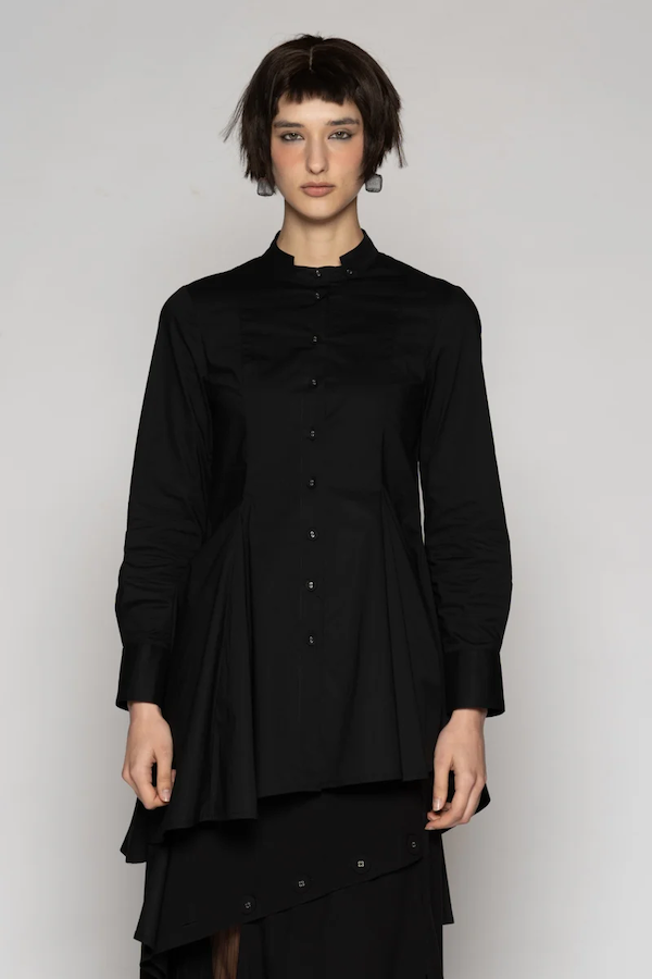 OVERTONE LONG SHIRT - BLACK