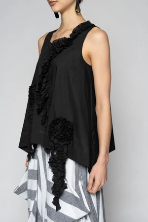 MIMI FRILL TANK - BLACK