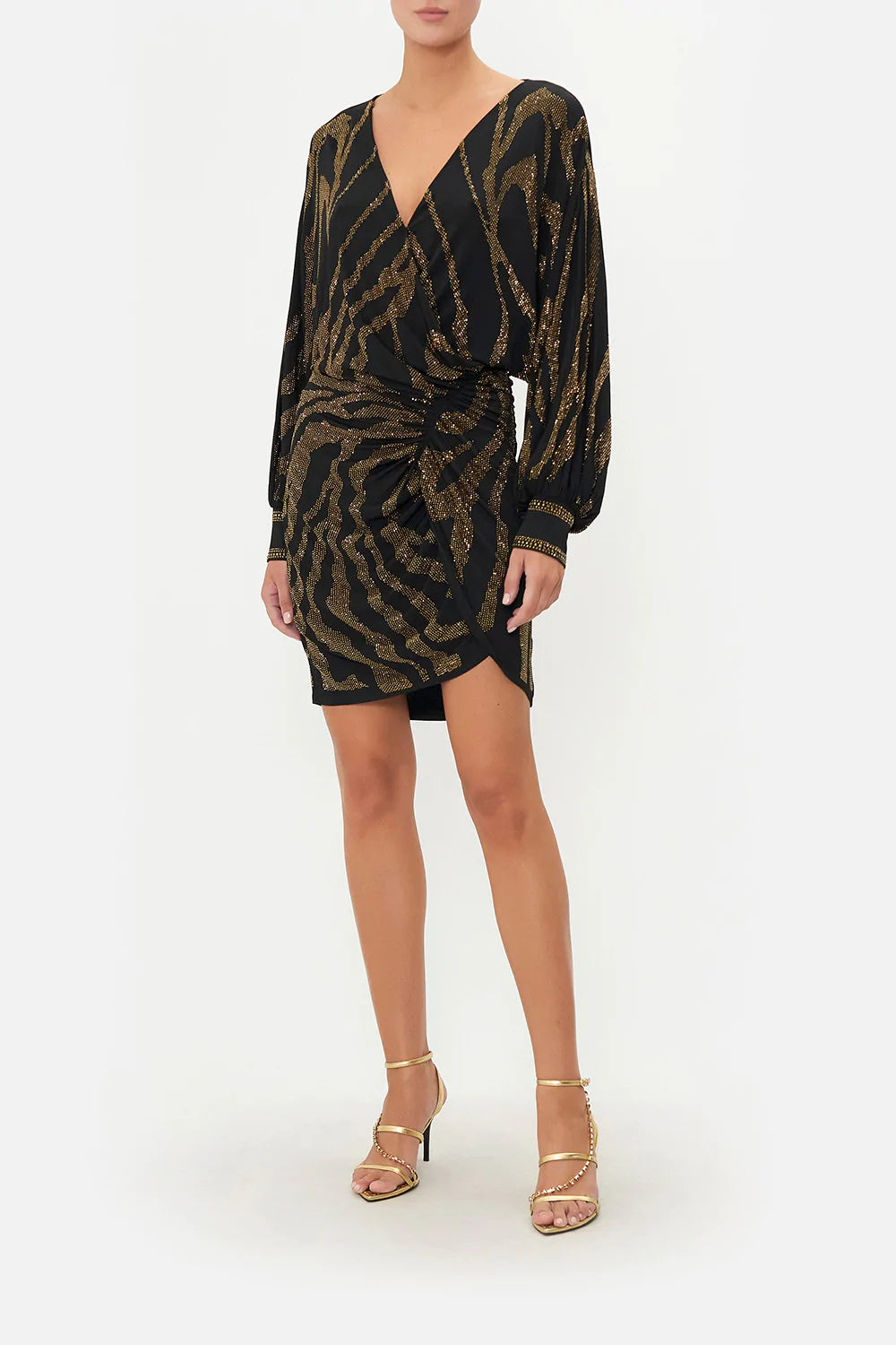 GATHERED MINI JERSEY DRESS - TAME THE TIGER
