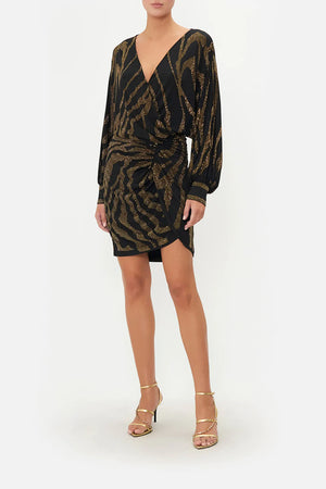 GATHERED MINI JERSEY DRESS - TAME THE TIGER