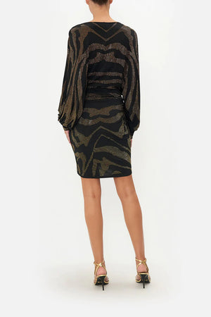 GATHERED MINI JERSEY DRESS - TAME THE TIGER