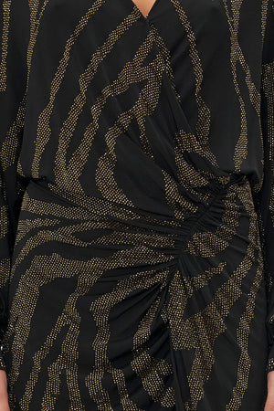 GATHERED MINI JERSEY DRESS - TAME THE TIGER