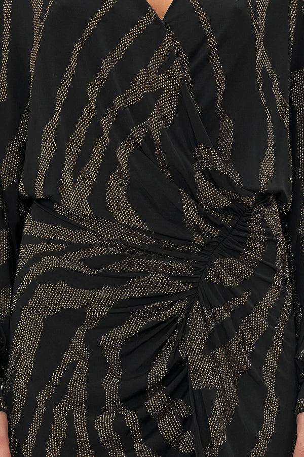 GATHERED MINI JERSEY DRESS - TAME THE TIGER