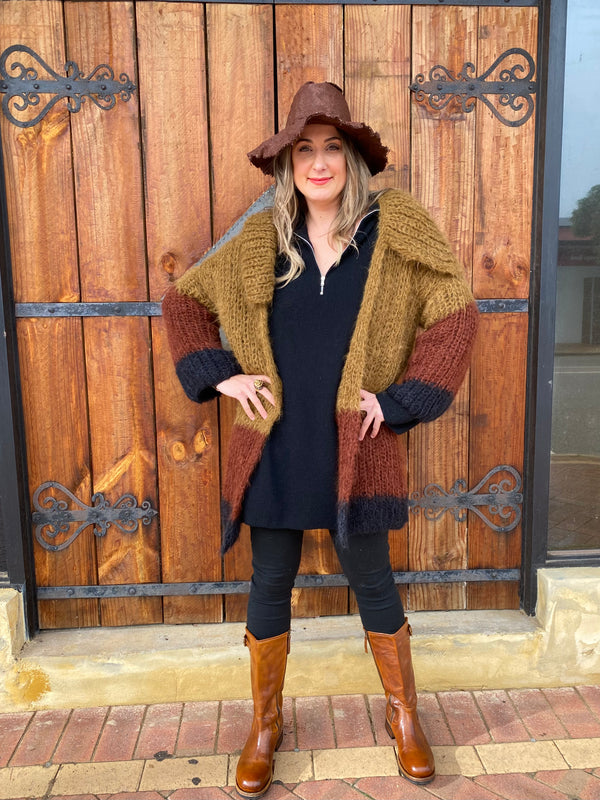 AMANO SHAWL COLLAR CARDI