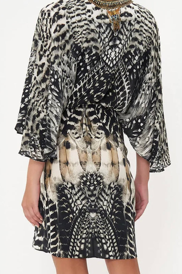 DRAPED FRONT WRAP DRESS
