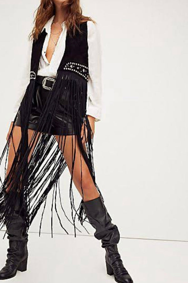 TEXAS VEST BLACK SUEDE